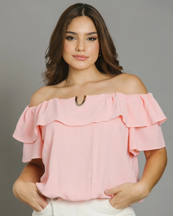 Blusa Cuello Bandeja con Bolero y Adorno Ref 4050