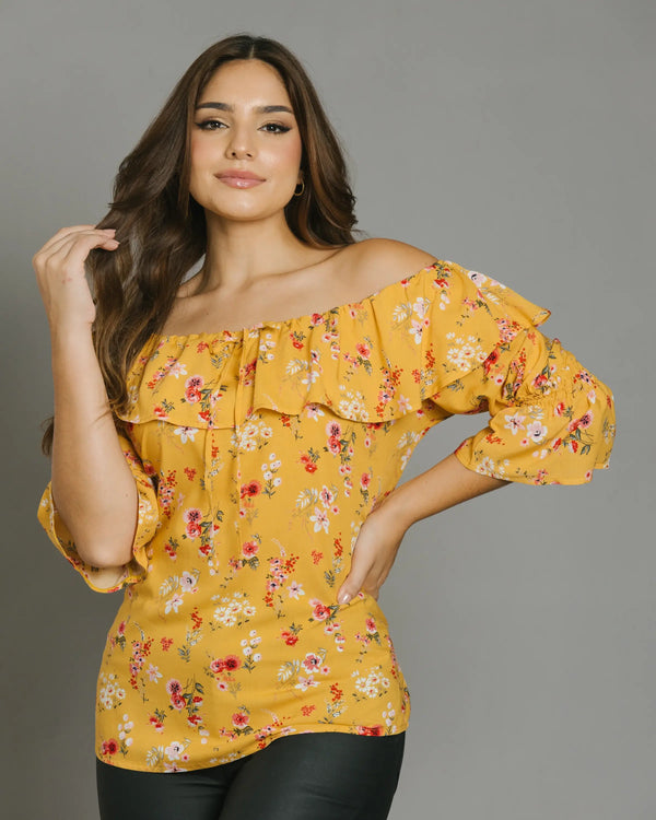 Blusa Campesina Estampado Floral de Boleros Ref 514