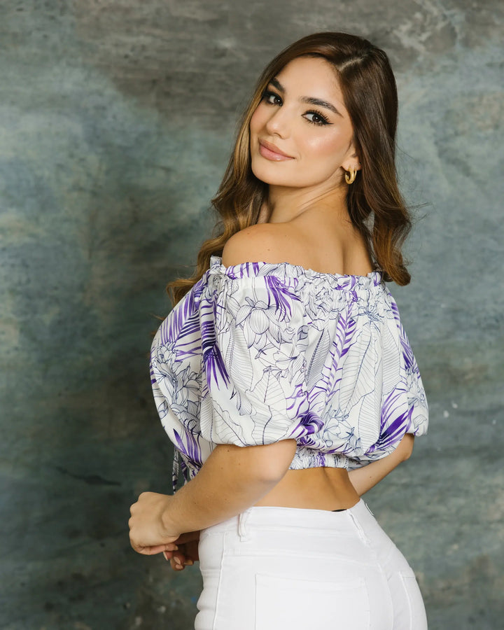 blusa estampada y enresortada en manga larga en cali 