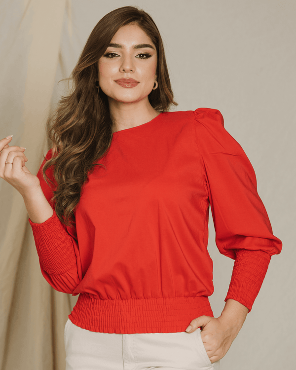 Blusa Manga Larga Estilo Abullonada  Ref 9138