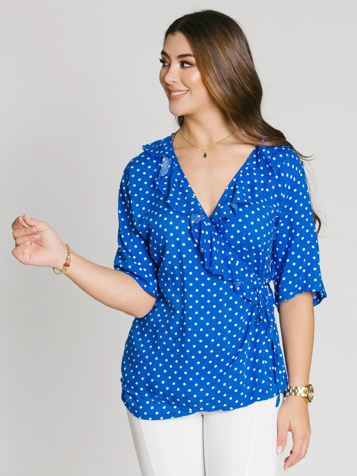 Blusa con Boleros en Escote V y Puntos en Oferta 