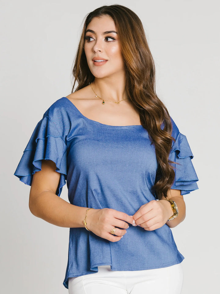 Blusa con Boleros y Amarre en Espalda al Detal 