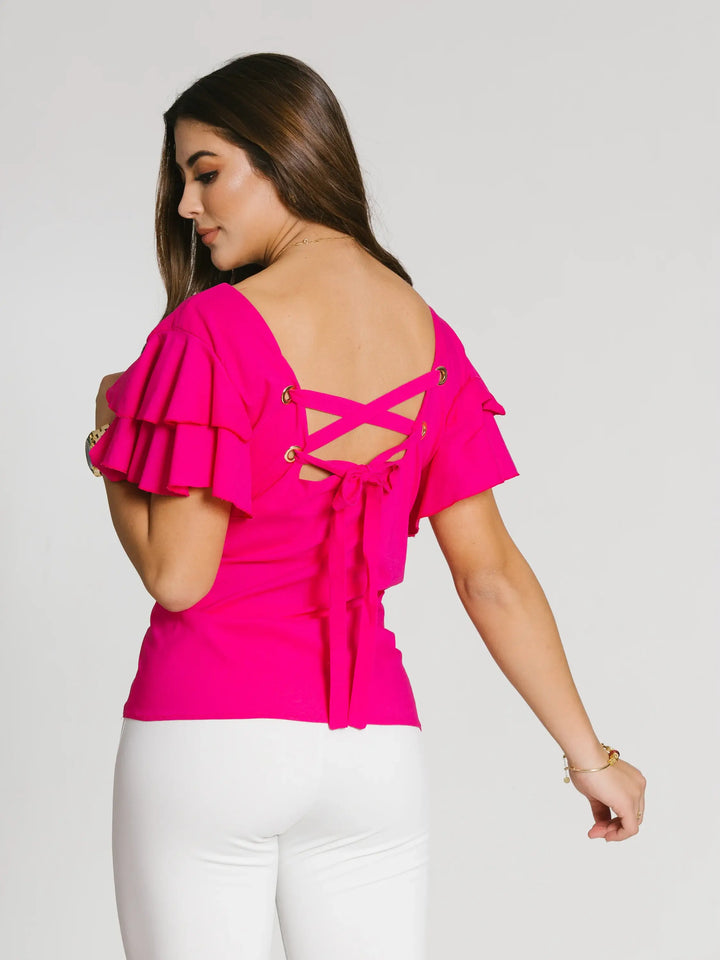 Blusa con Boleros y Amarre en Espalda en Tendencia 