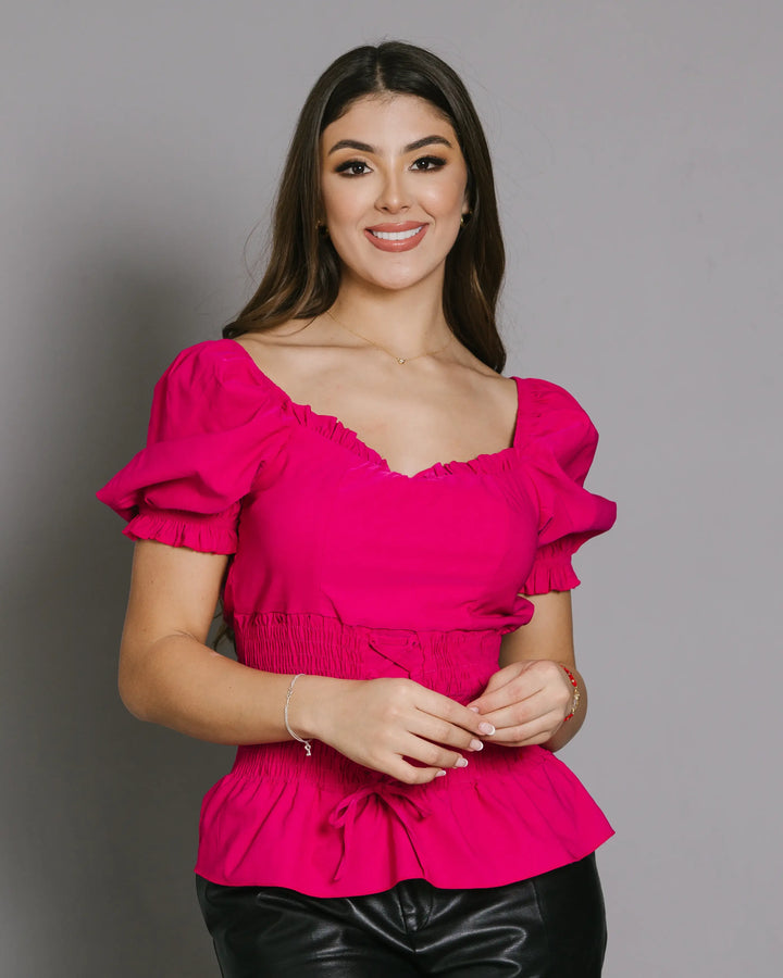 Blusa con Efecto Corset Enresortada al por Mayor 