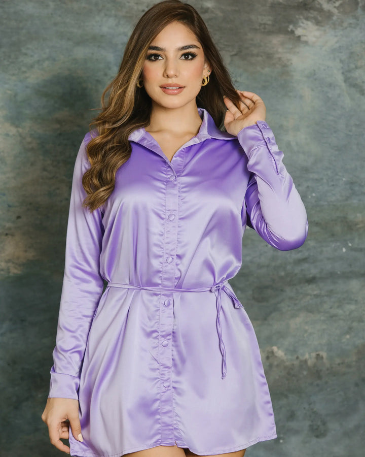 vestido corto tipo polo con manga larga y botones en bogota 