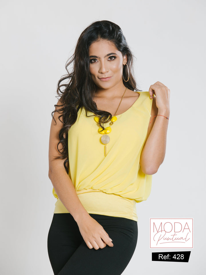 Blusa con Manga Siza y Accesorio Ref 428 - Moda Puntual Tienda de Moda Multimarca Colombiana